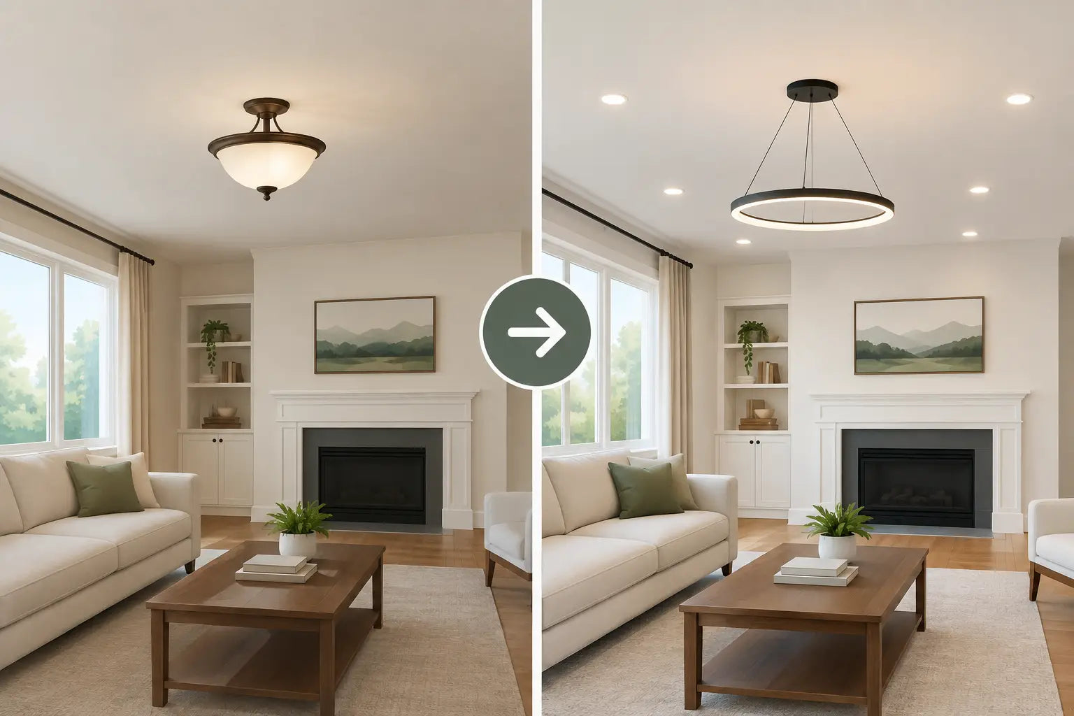 Ceiling Lighting Remodel Before After: Clean Lines